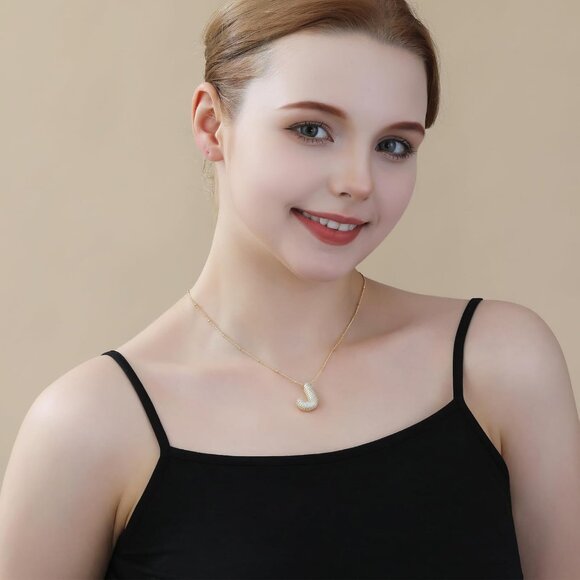 Bubble Gold Letter Pendant Necklace - Personalized Jewelry for Meaningful Gifts - Picture 5 of 7